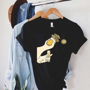 Funny New Year T-Shirt, Happy New Year Goose Shirt, Disco Ball Unisex T Shirt 90